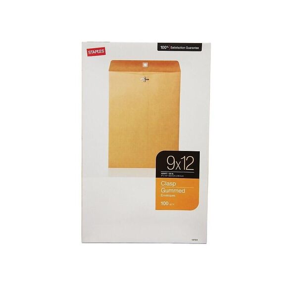 Clasp Envelopes 9" x 12" 92 Gummed Closure Yellow Manilla Kraft Mailing Filing - Picture 1 of 7